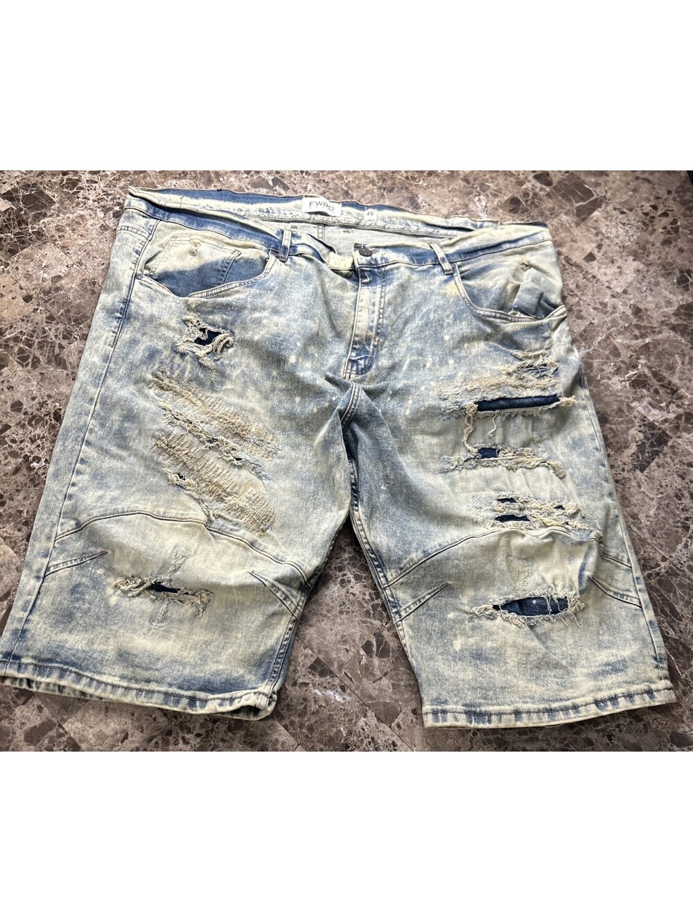 FWRD Denim Mens Shorts 46 Acid Wash Disstressed